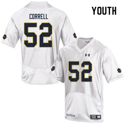 Notre Dame Fighting Irish Youth Zeke Correll #52 White Under Armour Authentic Stitched College NCAA Football Jersey VNH7499BZ